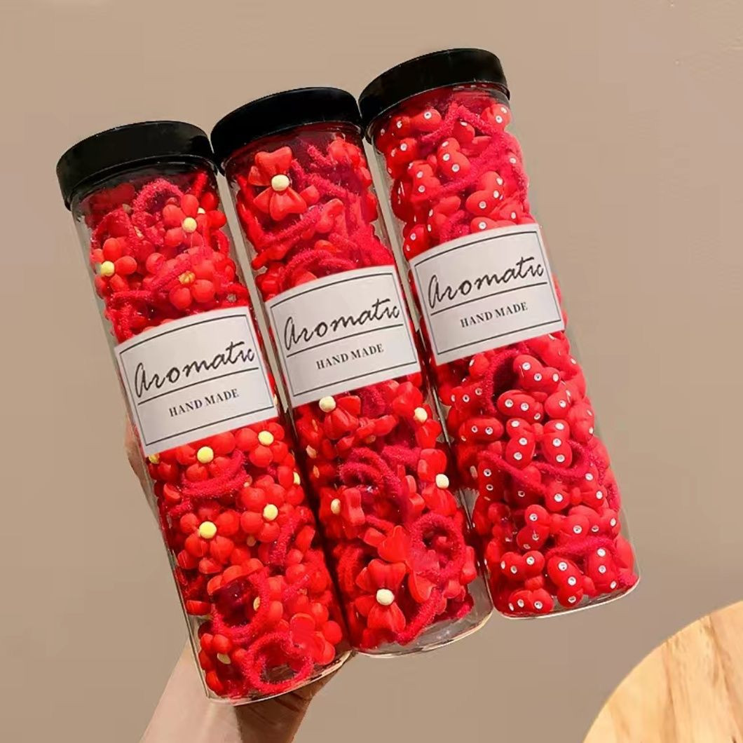 طقم 20 قطعة من ربطات الشعر البناتية باللون الأحمر