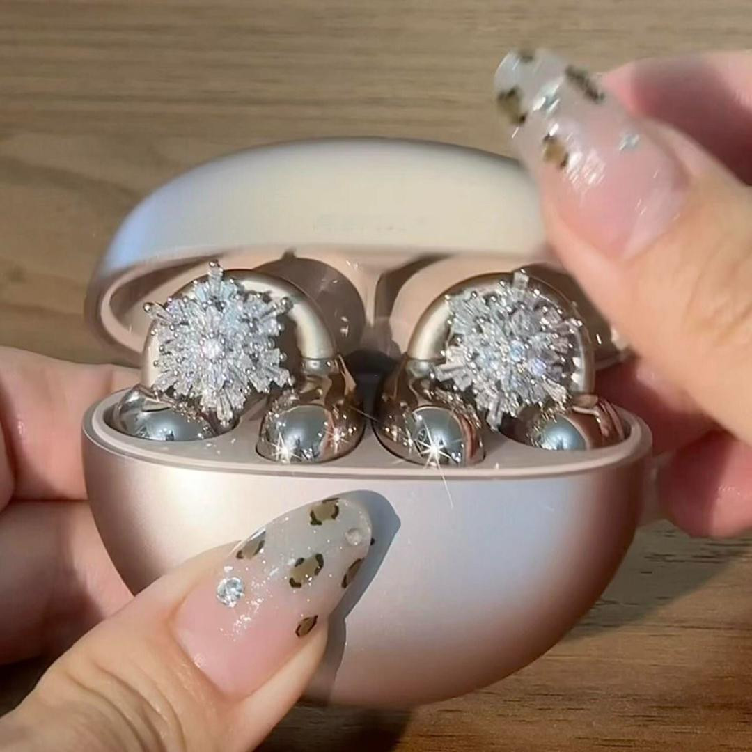 مشبك سماعة أذن مرصع بالكامل بالكريستال على شكل ندفة ثلج، تصميم أوروبي أنيق، إكسسوار فاخر وراقي