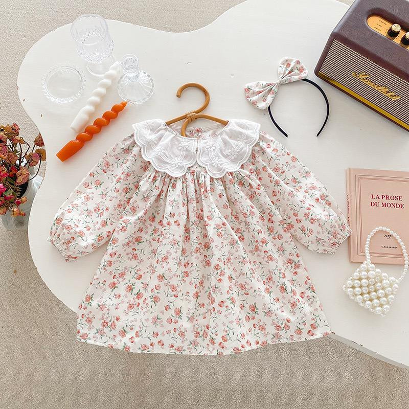 فستان بناتي فلوري ناعم بربطة شعر