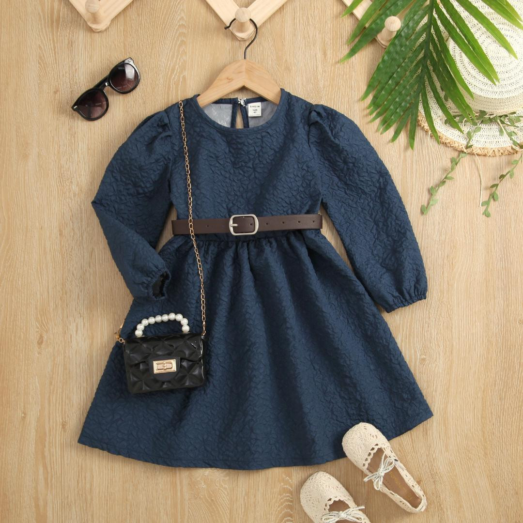 فستان بناتي أنيق بحزام ستايل عصري وناعم