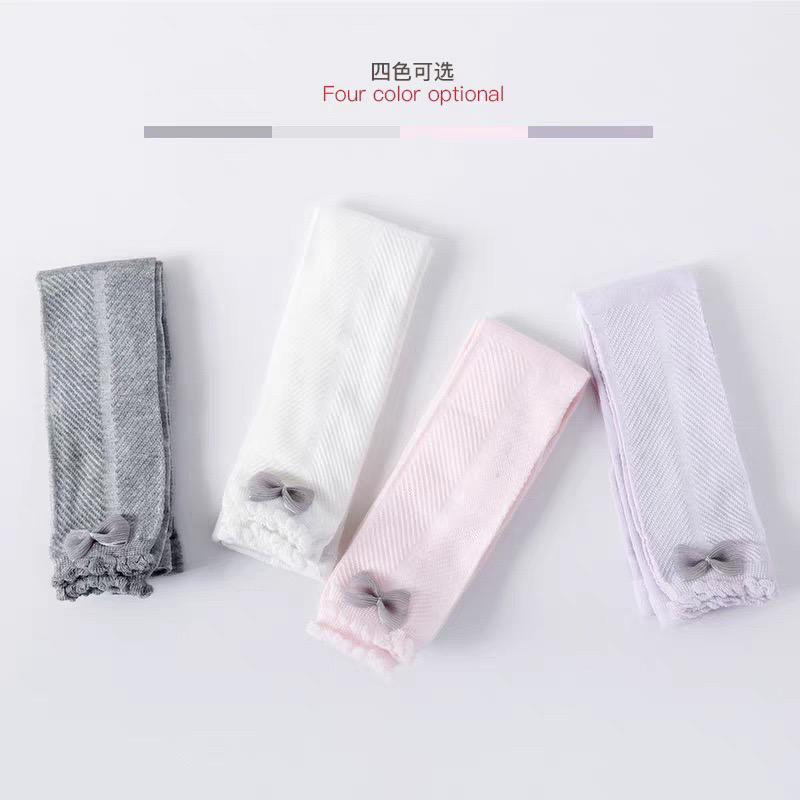 ٢ قطع بنطلون شراب بناتي (جوارب طويلة صيفية – شبكية رقيقة – بفيونكة دانتيل)