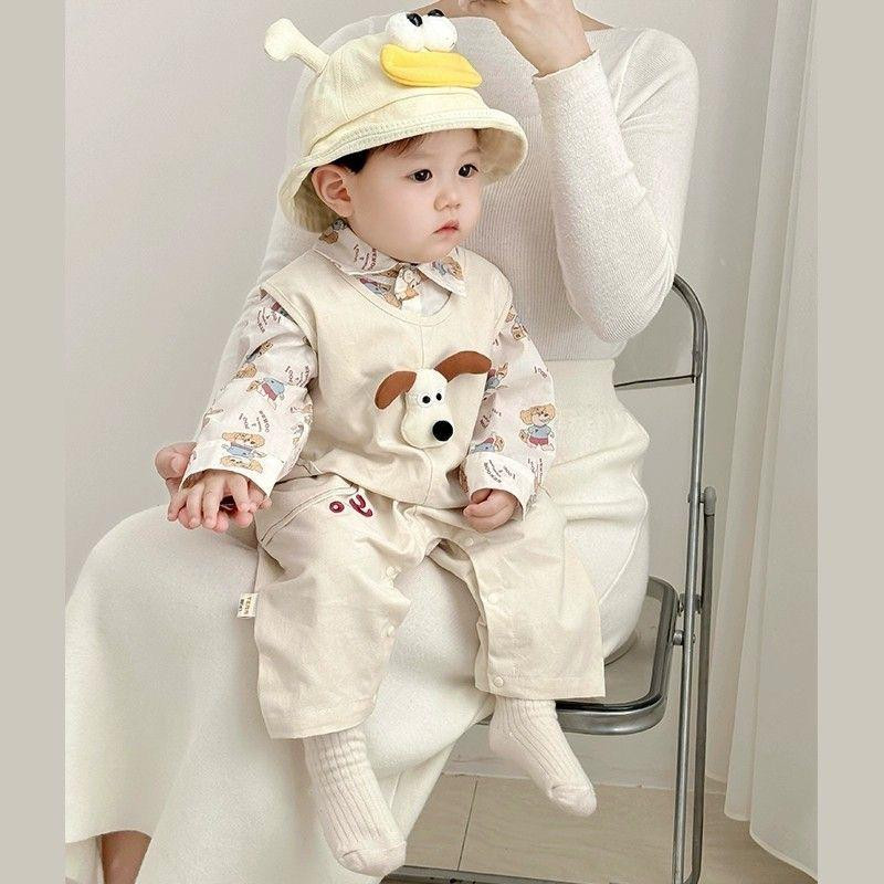 طقم ملابس أطفال جديد، بنطال حمالات مناسب للأطفال الرضع، أولاد صغار، بتصميم أنيق منفصل