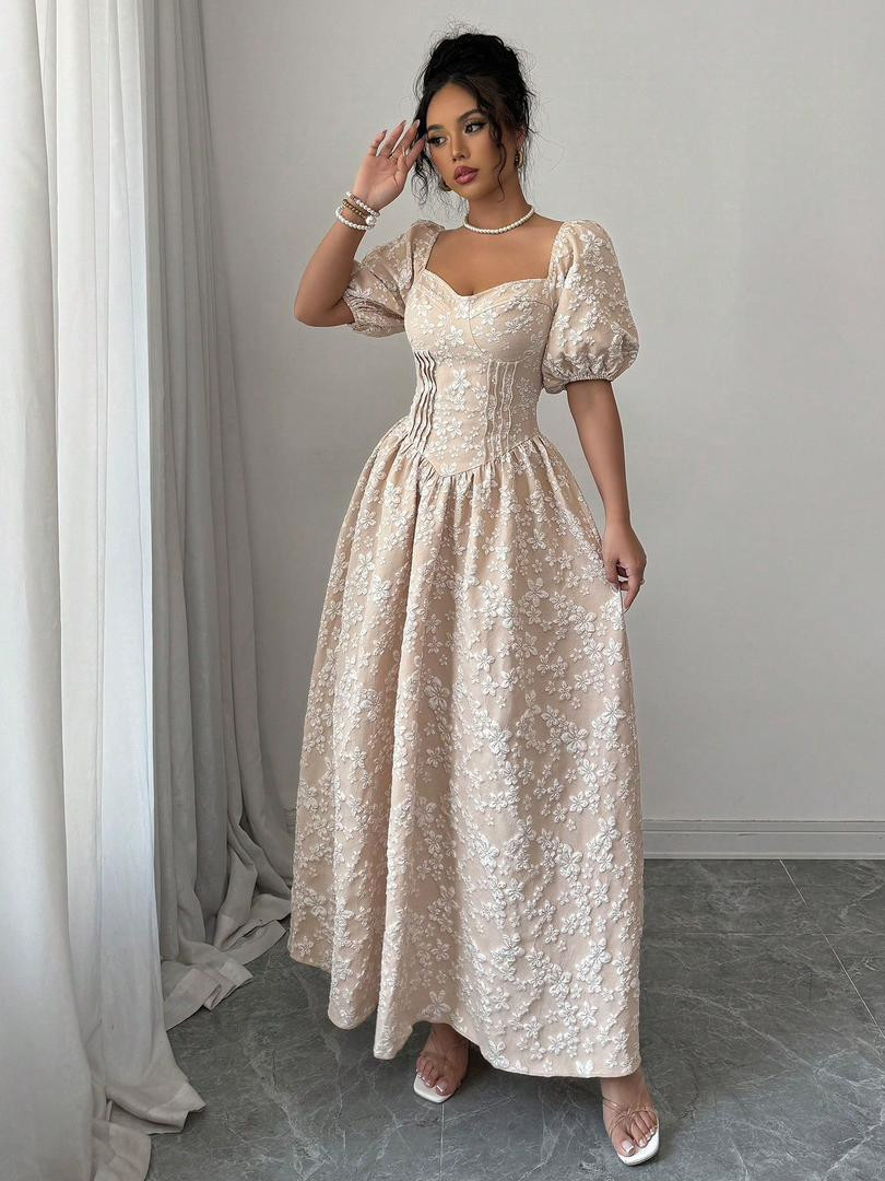 فستان أميرة بنقشة زهور – أنوثة كلاسيكية
