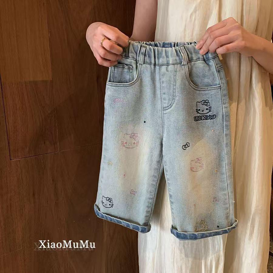 بنطلون جينز ناعم للبنات موديل كوري واسع