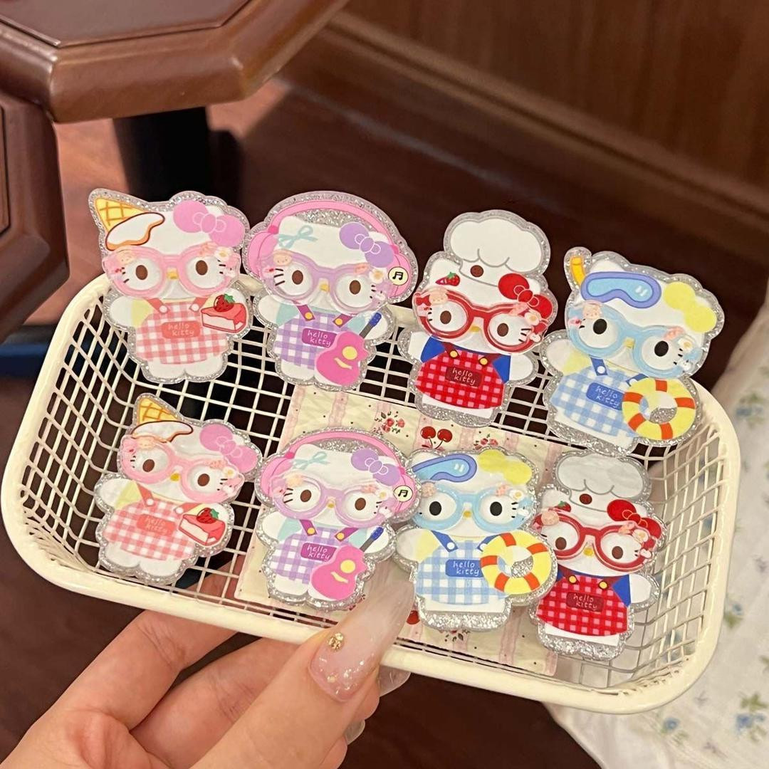 3 قطع مشبك شعر على شكل Hello Kitty بأسلوب كوري لطيف، مشبك مخلب أنيق، إكسسوار شعر للبنات بجو رومانسي مميز وتصميم غير تقليدي
