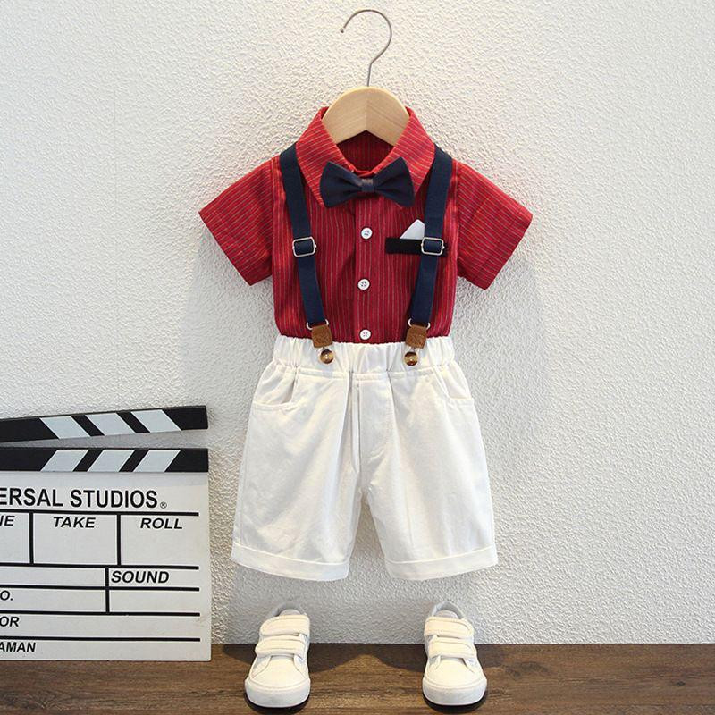 بدلة أولاد قصيرة (قميص نصف كم مع شورت بحمالات)