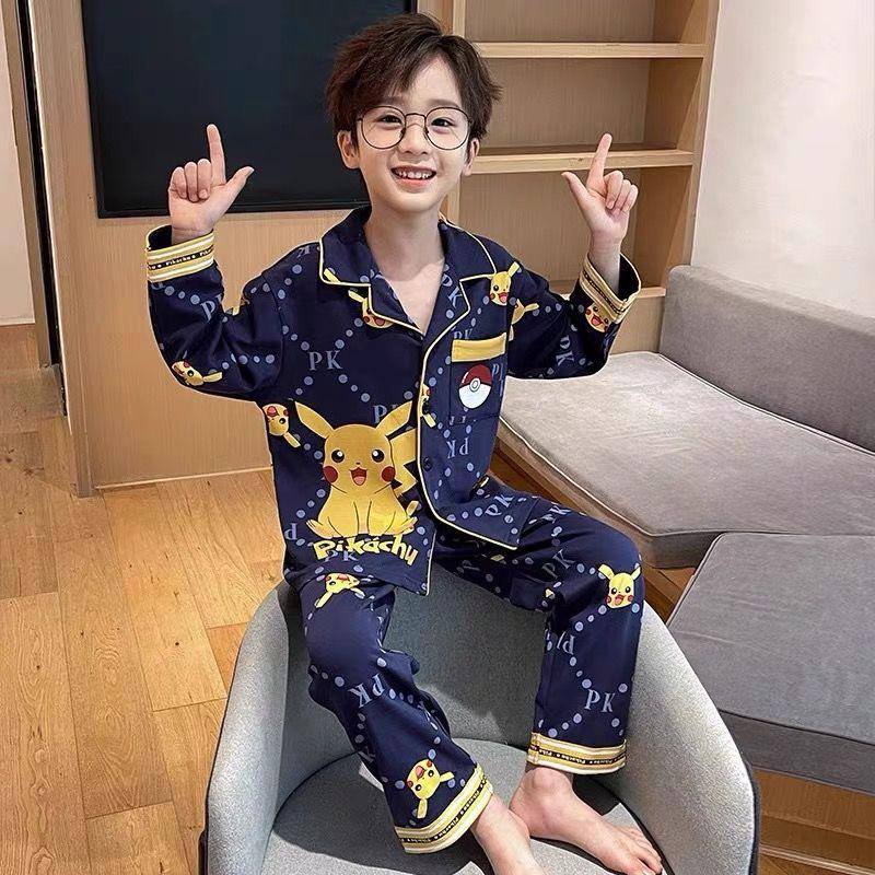 ملابس نوم اولاد طويلة الكم خفيفة تصميم كرتوني