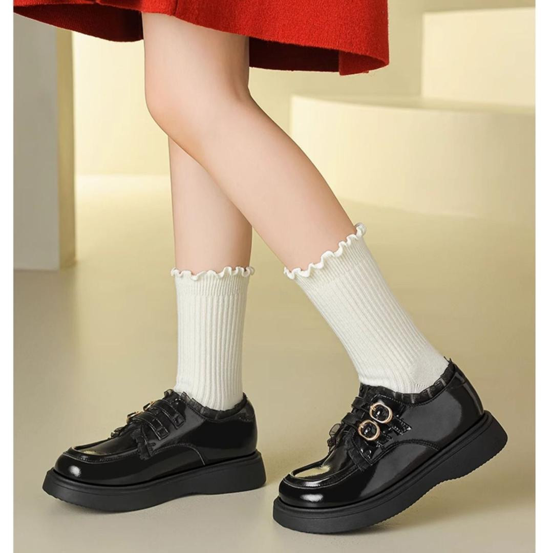 حذاء بناتي رسمي – ربيع/خريف – ستايل أميرة، بجلد لامع مع حواف مزينة،