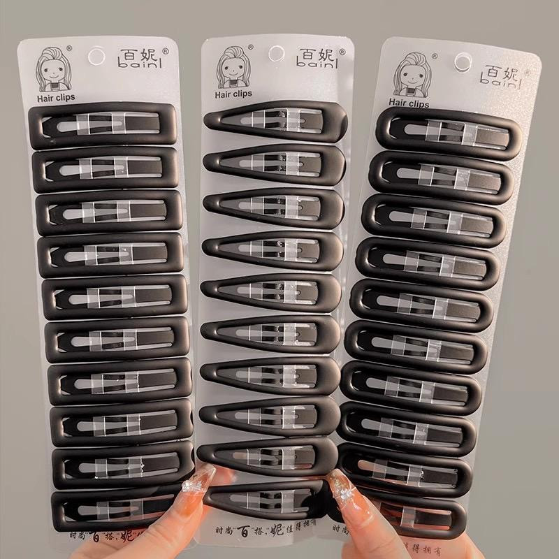 مشابك شعر سوداء مطفية (20 حبة) بتصميم بسيط