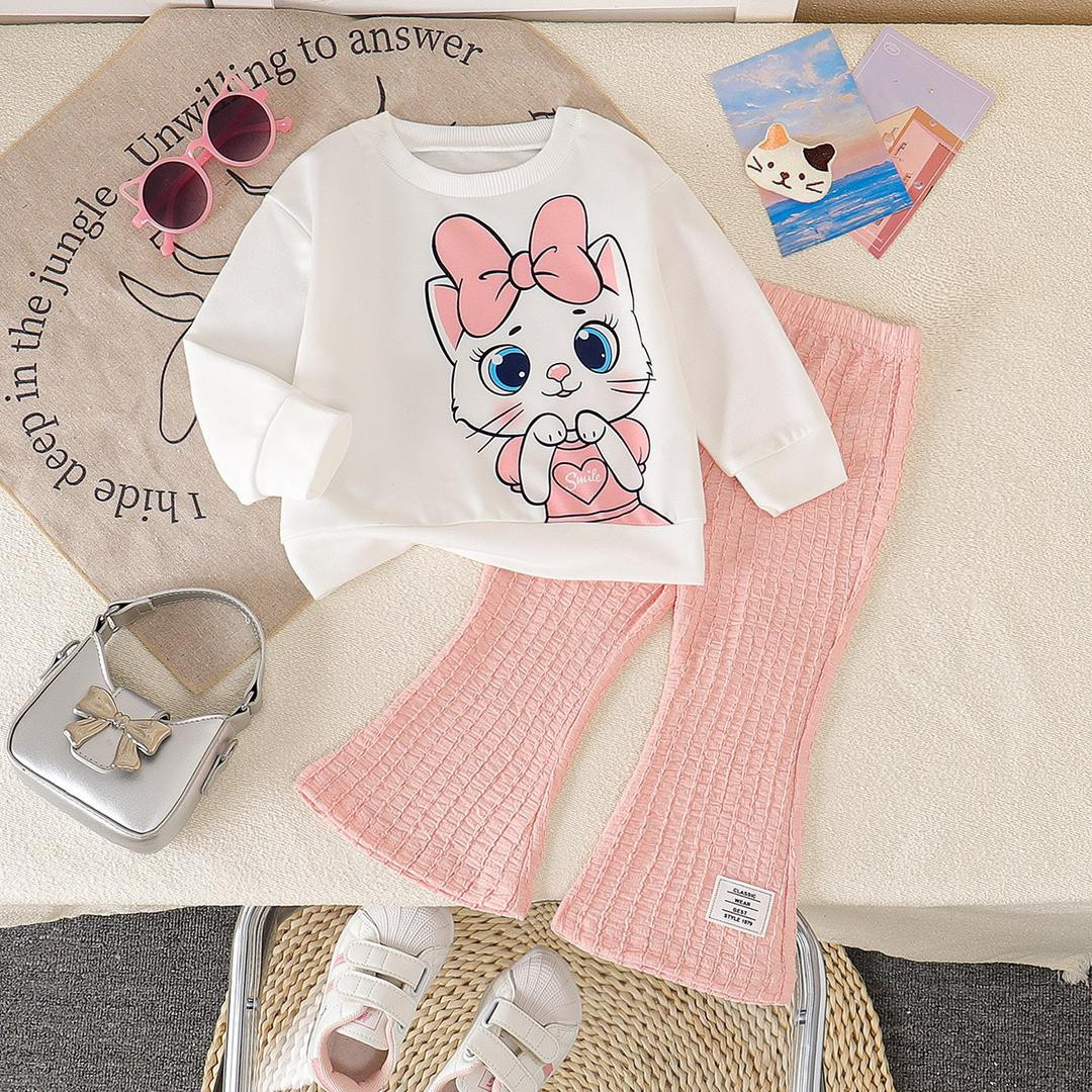 طقم بناتي كرتوني لطيف