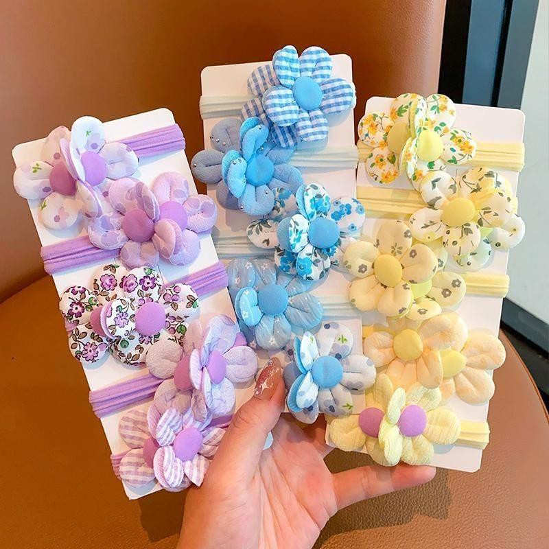 رباط شعر للبنات – مطاطي جديد للأطفال، مزين بزهور، لطيف وآمن لا يضر الشعر، مناسب لتسريحات البنات