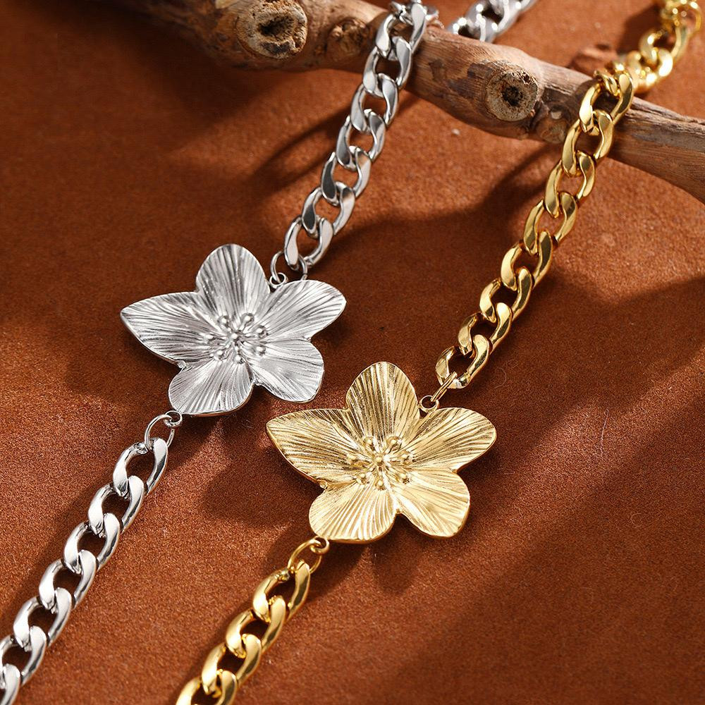 خلخال نسائي ستانلس ستيل بقلادة وردة كبيرة تصميم بسيط