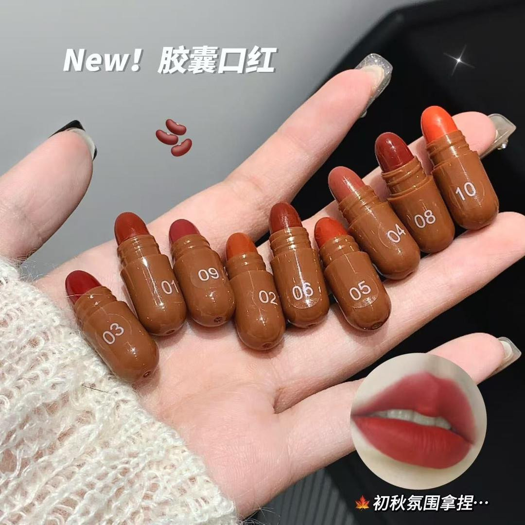 طقم روج كبسولة – 10 حبات مطفي مخملي ثابت