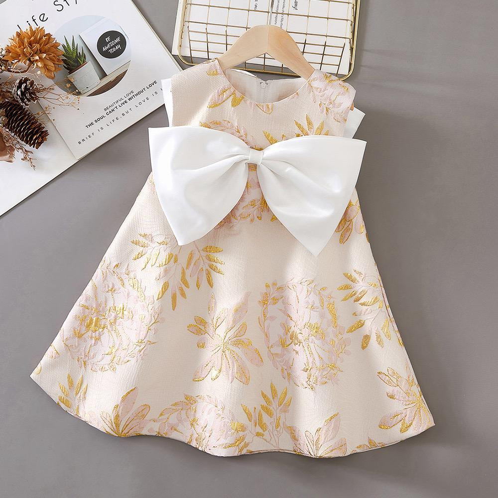 فستان حفلات بناتي – بفيونكة كبيرة – فستان عيد ميلاد/مناسبات – ستايل كوري