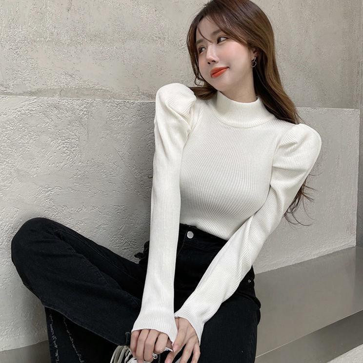 بلوزة نسائية جديدة بأكمام منتفخة سادة