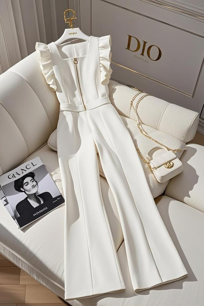 جمبسوت نسائي طويل أنيق (لون أبيض)