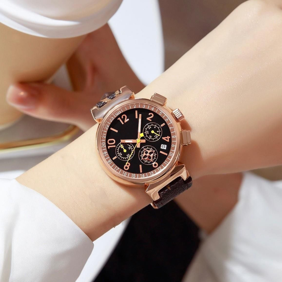 ساعة نسائية موه تين لون (تصميم مستوحى من عجلة فيريس) بجودة معتمدة، ستايل فخم وأنيق