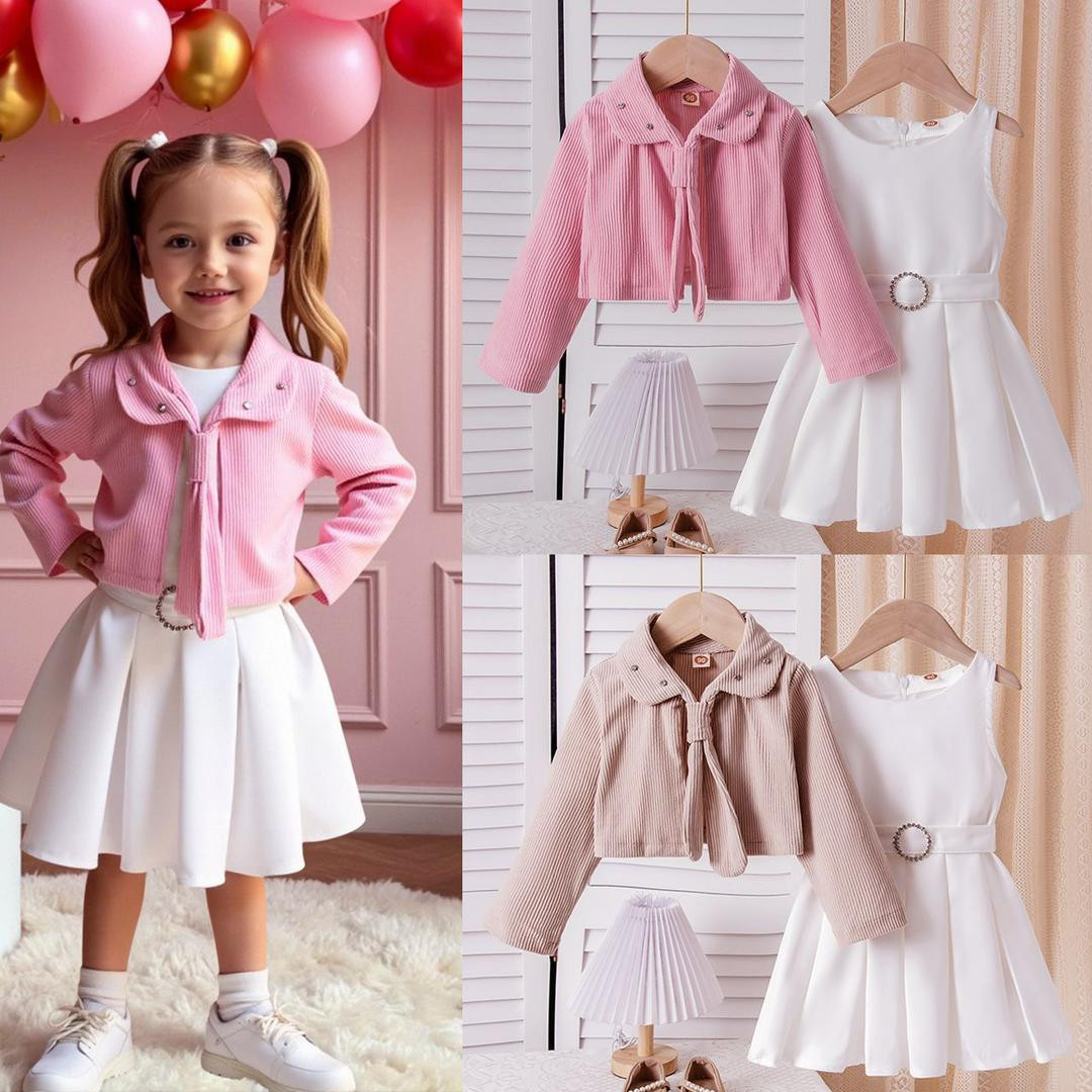 فستان بناتي مع جاكيت قصير أنيق