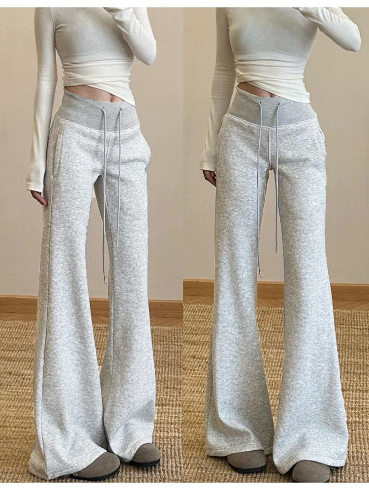 بنطال رياضي "لولو" نسائي بتصميم بنمط خريف عالية الخصر بخياطة جانبية وقصّة واسعة قليلاً