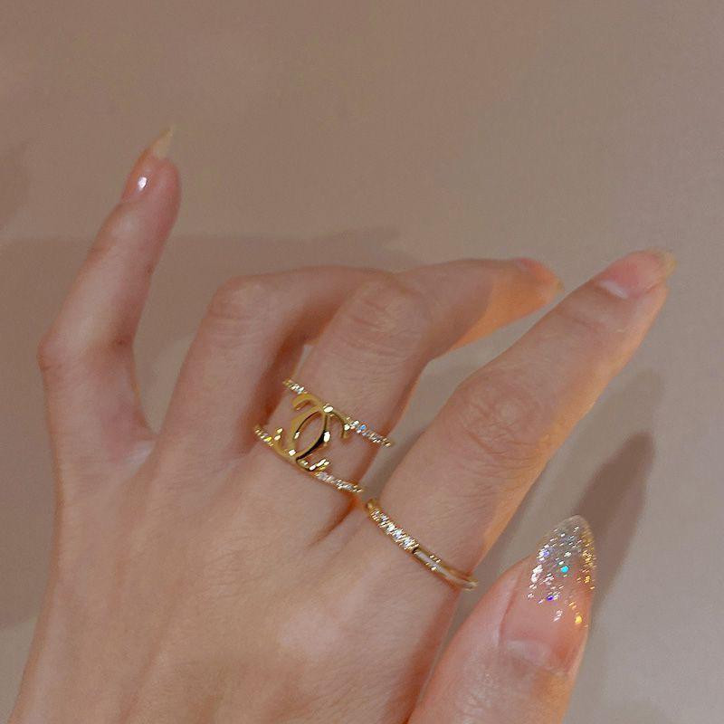 خاتم نسائي أنيق 2 قطع  بتصميم فاخر صغير مميز، ستايل جديد بلمسة ريترو عصرية، إكسسوار أنثوي