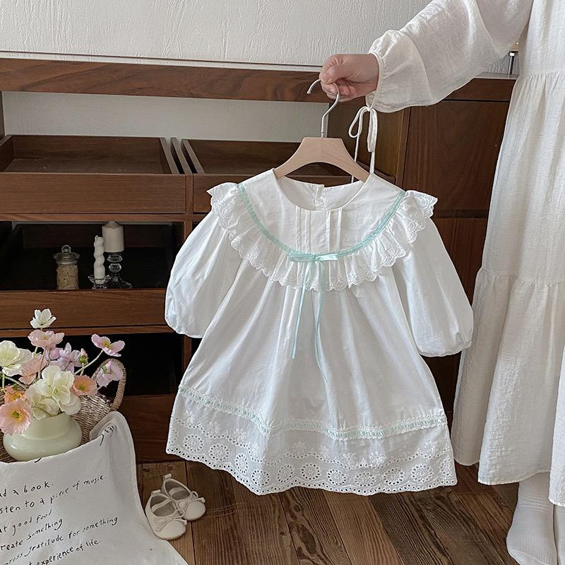 فستان بناتي كوري أنيق من تصميم فاخر بلمسة أميرات يناسب الإطلالات اليومية والمناسبات