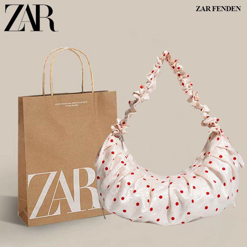 حقيبة نسائية ZAR FENDEN – تصميم كوري، مزينة بكشكش منقط (بولكا دوت)، بحزام كتف قابل للربط كشنطة كتف أو يد.