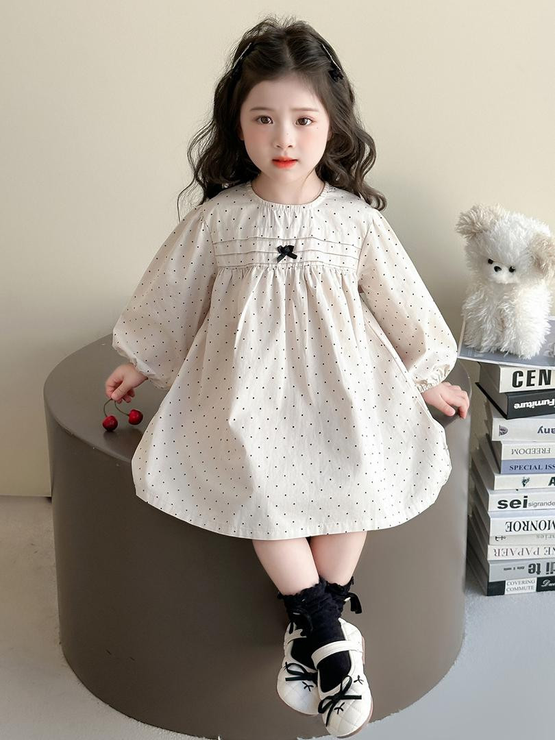 فستان بناتي خريفي – ستايل أميرة – منقط