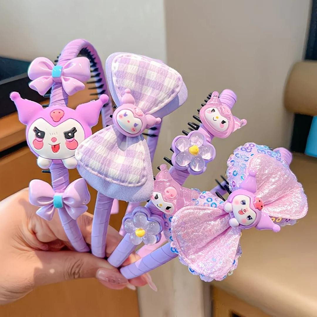 طوق 3 قطع شعر بناتي من كورو مي – طوق كرتوني بأسنان مانعة للانزلاق – إكسسوار لطيف لتثبيت الشعر دون ضغط على الرأس