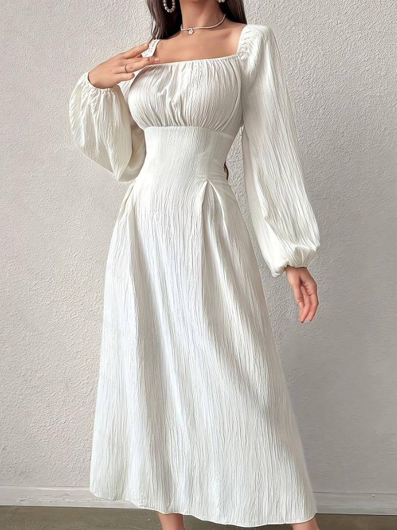 فستان ناعم بأكمام طويلة، مزود برباط