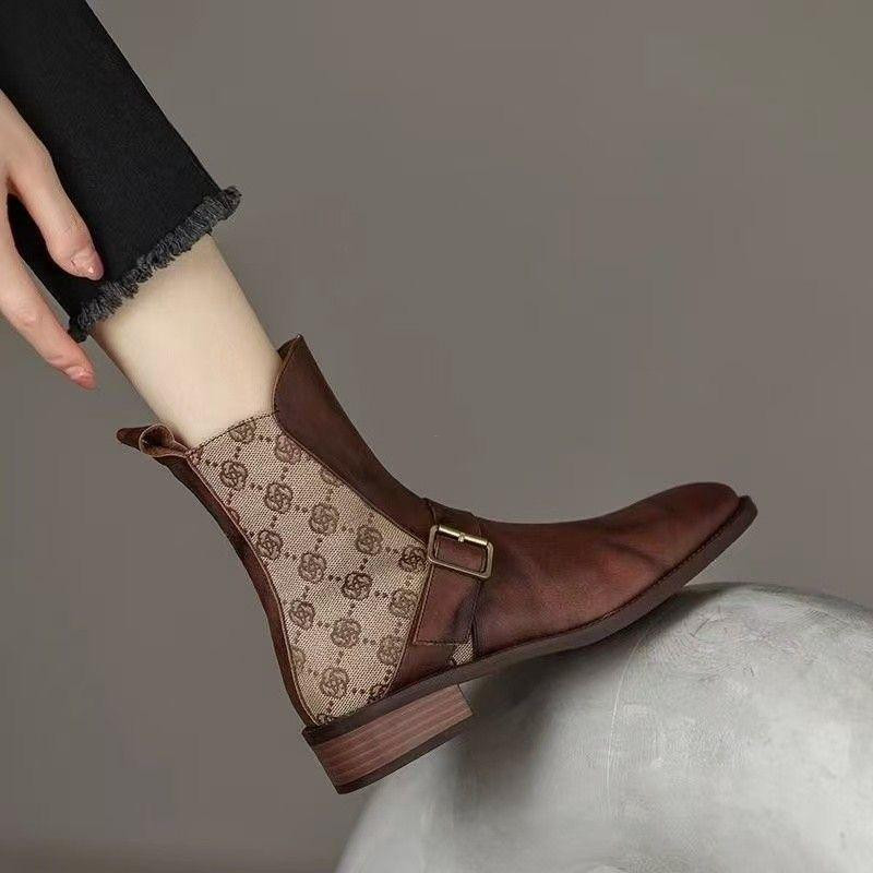 حذاء بوت نسائي – 2025 جديد ستايل شانيل – جلد طبيعي ناعم