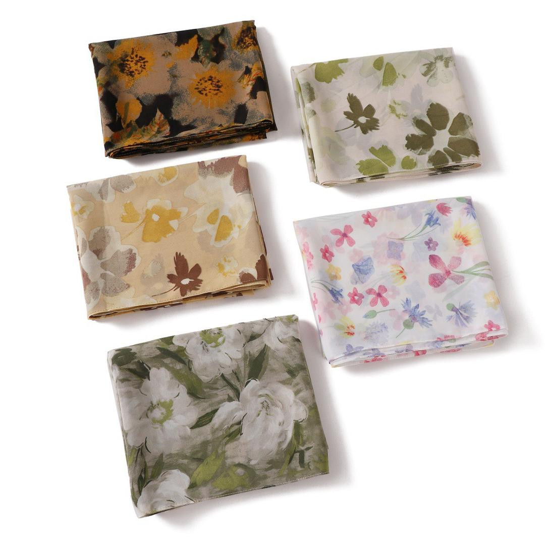 الاسم: شيله شيفون لؤلؤ مطبوع أزهار بألوان متعددة