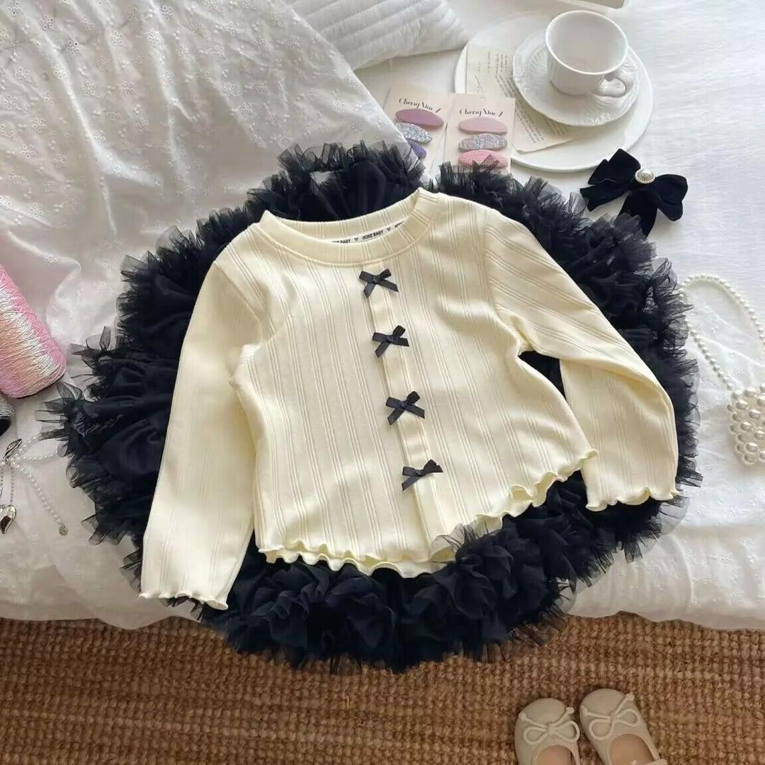 تيشيرت بناتي بأكمام طويلة – ربيع/خريف 2024 – ستايل كوري كاجوال، تصميم أنيق للأطفال)