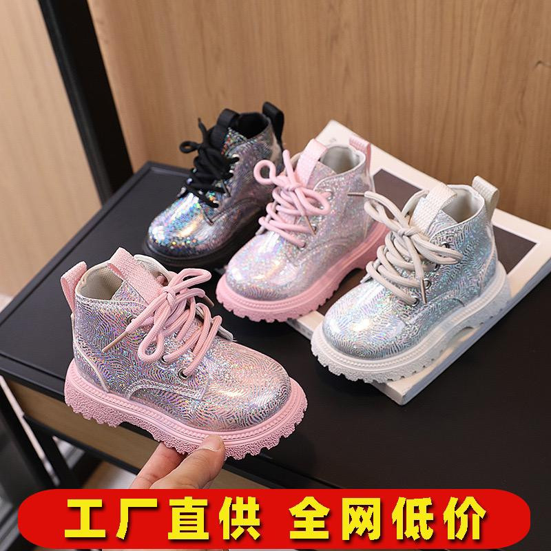 بوت بنات لامع عالي الرقبة