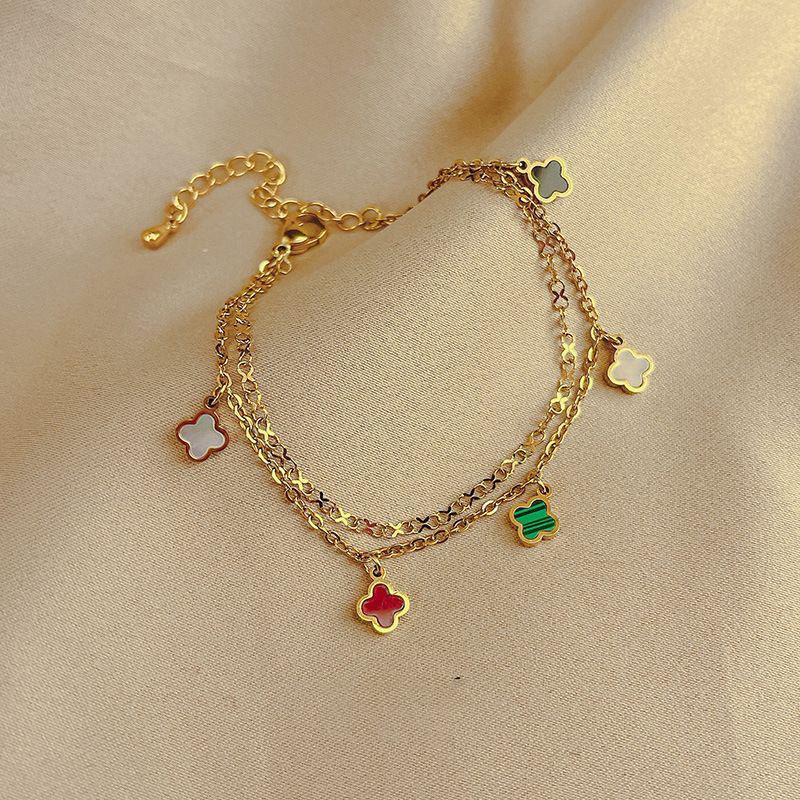 سلسلة ذهبية مزينة بورق (سوار يد /او خلخال أنيق