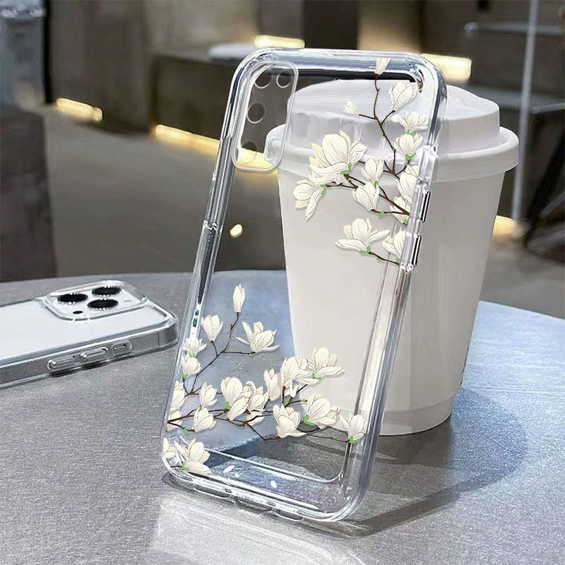 غطاء شفاف ناعم لجوّال سامسونج S20 مزين بنقشة زهور أنيقة Samsung S20
