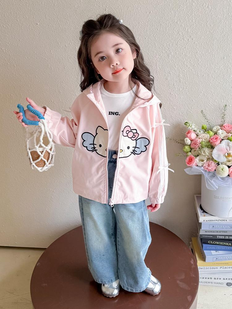 بلوفر بناتي 2025 خريفي بقبعة بطبعة لولو كات بسحّاب