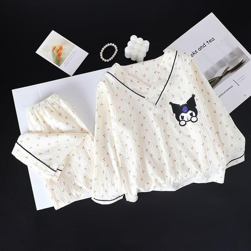 طقم بناتي 2025 ربيعي/خريفي رفيع بأكمام طويلة وبنطال منزلي، بيجامة أطفال للفتيات