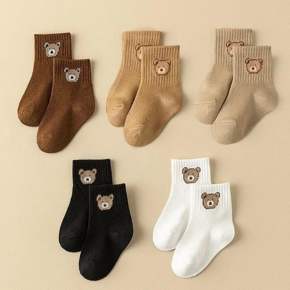 جوارب أطفال 3 زوج بنقشة دب كيوت