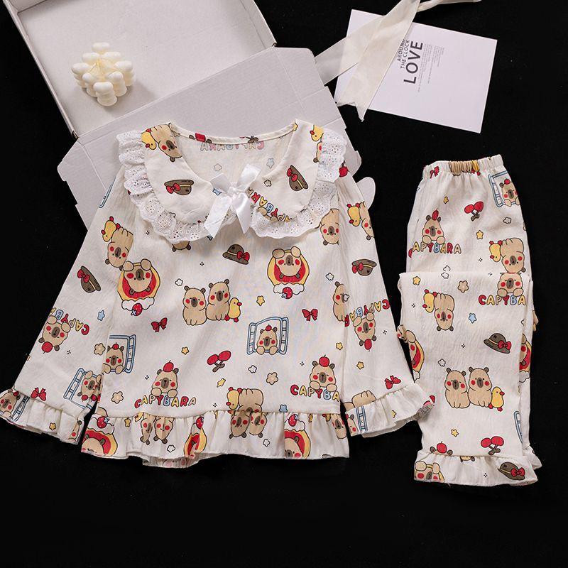 (بيجامة صيفية للبنات، بأكمام طويلة وبنطال طويل،