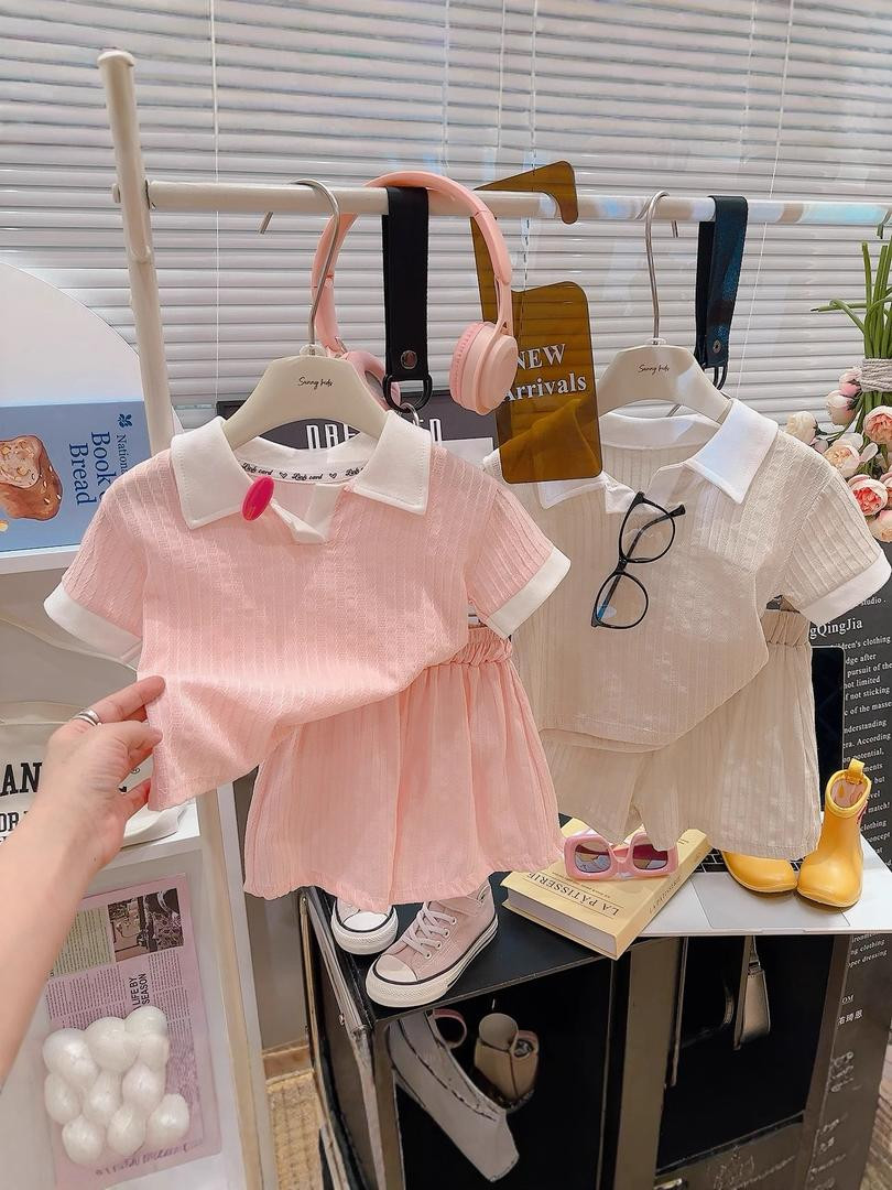 طقم بناتي صيفي قطن بولو