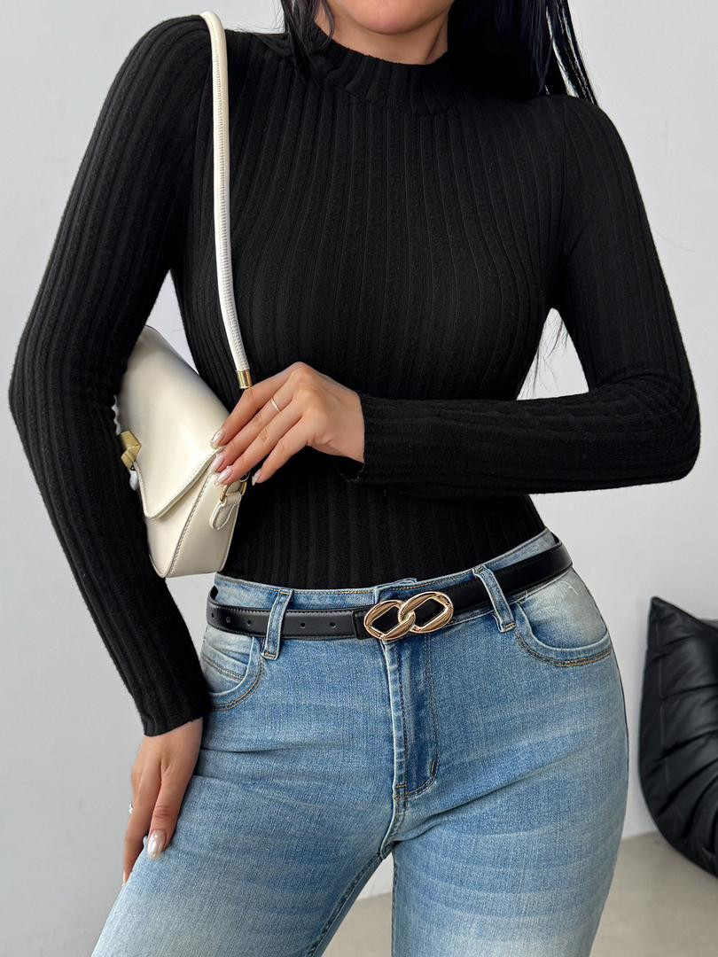 2025 جديد موضة أوروبية وأمريكية للملابس النسائية عبر الحدود لربيع الخريف المبكر – بلوزة محبوكة أنيقة، تُبرز القوام النحيف،