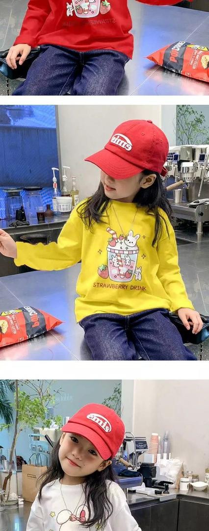 تيشيرت بناتي قطن ناعم بطبعة دب لطيف بتصميم كوري طويل الأكمام (مناسب للخريف والربيع)