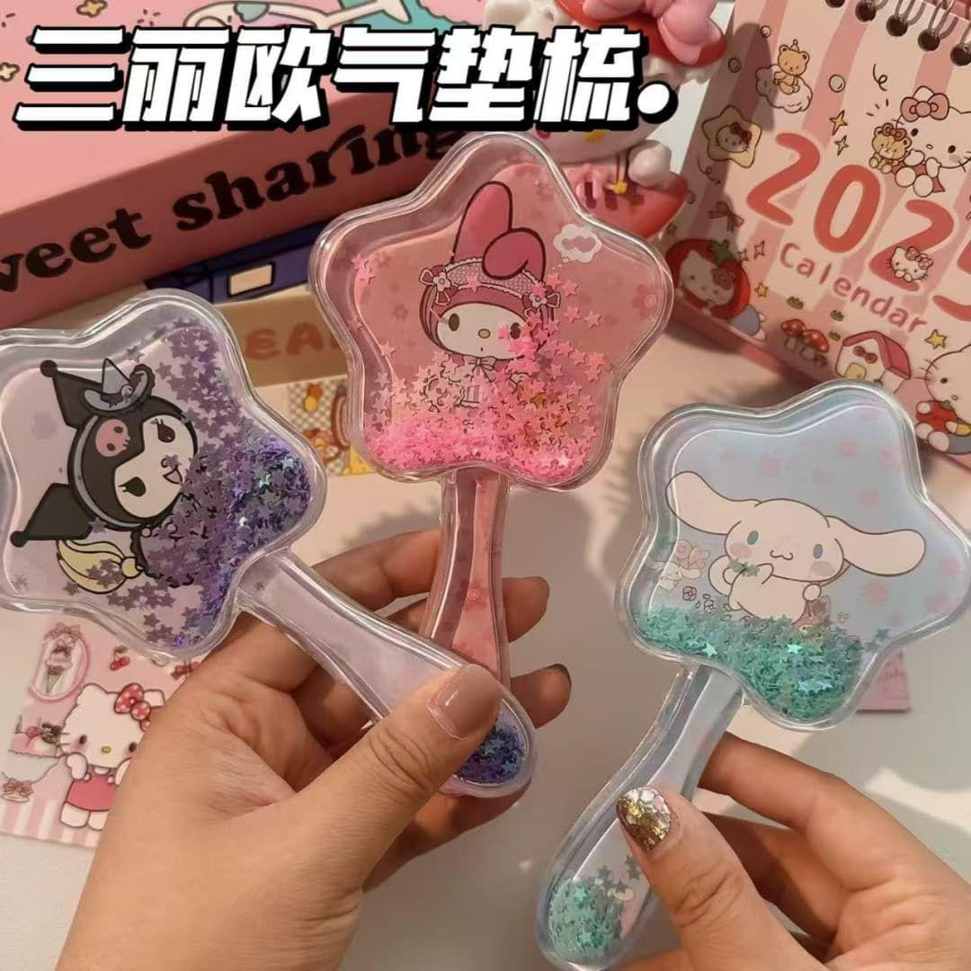 فرشاة ( 1 قطع )  شعر شفافة بتصميم سانريو لامع – فرشاة تدليك هوائية لتصفيف الشعر السعر