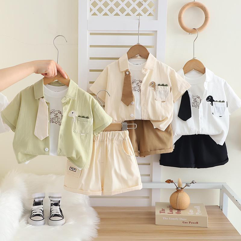 طقم ديناصور ولادي 3 قطع بخامة مريحة