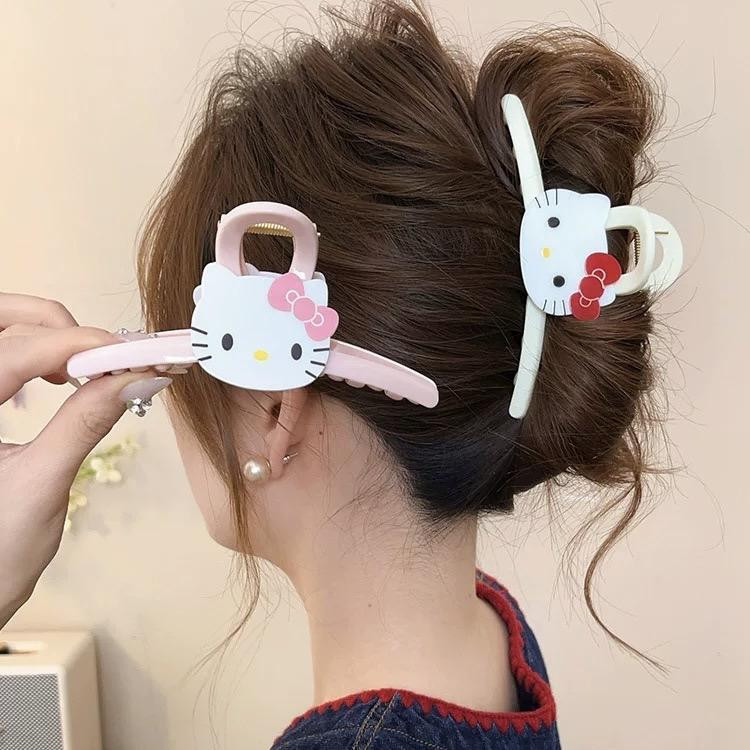 3 قطع مشبك شعر على شكل Hello Kitty بأسلوب كوري لطيف، مشبك مخلب أنيق، إكسسوار شعر للبنات بجو رومانسي مميز وتصميم غير تقليدي