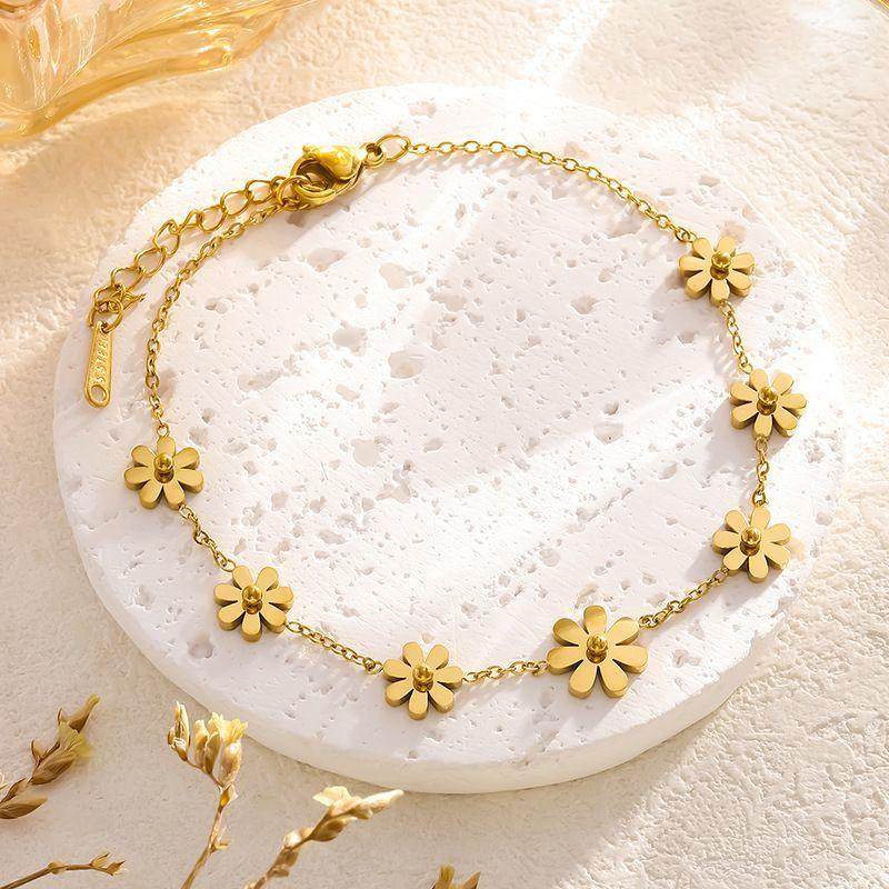 خلخال نسائي من الفولاذ التيتانيومي، بتصميم كوري بسيط، لا يتغير لونه،