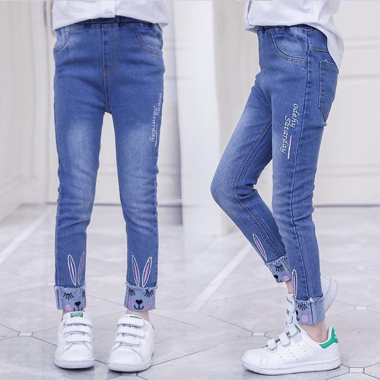 جينز بناتي أطفال مطرز كيوت