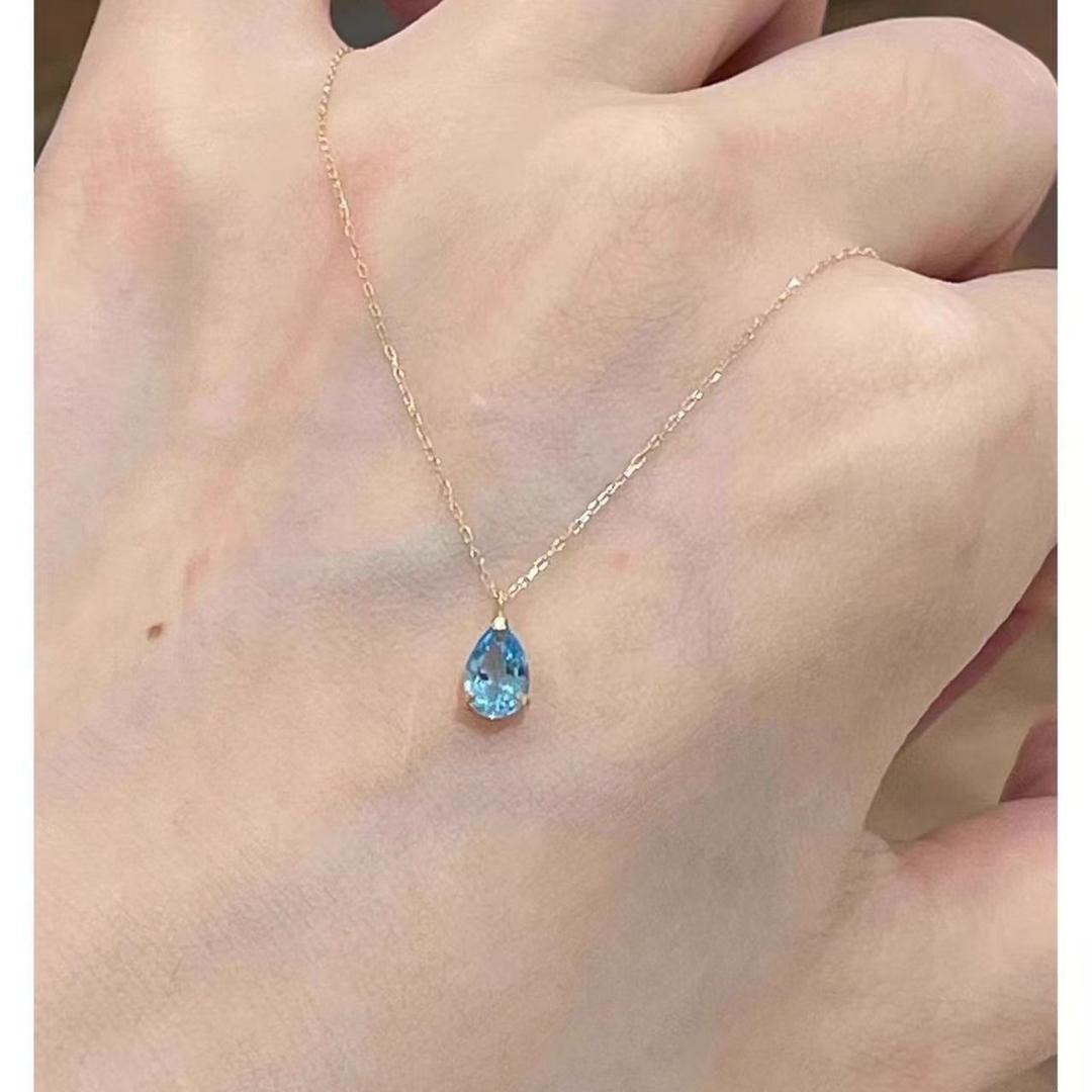 عقد نسائي بتعليق قطرة ماء زرقاء بتصميم فاخر ناعم المقاساات ك